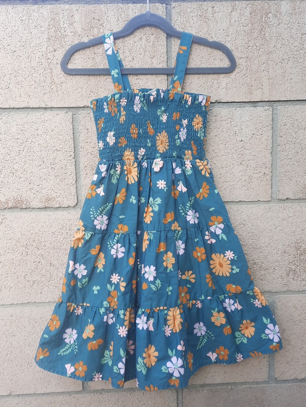 Cotton On Kids Girl's Sleeveless Floral Print Dress Size 7 Green